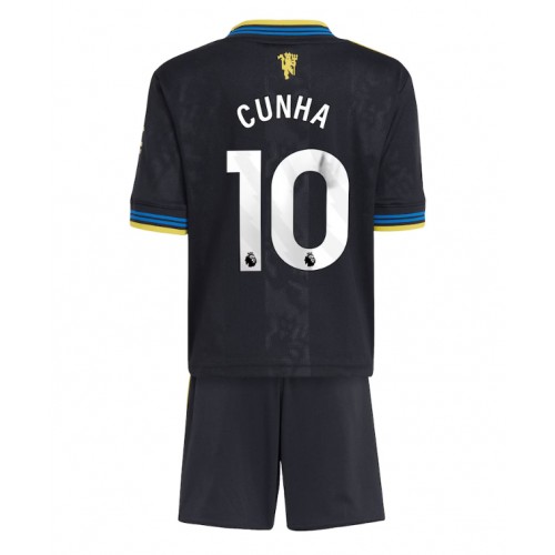 Stroje piłkarskie Manchester United Matheus Cunha #10 Koszulka Trzeciej dla dzieci 2025-26 Krótki Rękaw (+ szorty)